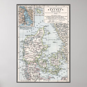 Danemark Karte Kunst Poster Zazzle De