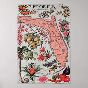 Antike Karte von Florida Poster