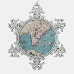 Antike Karte von Florida und von Kuba Schneeflocken Zinn-Ornament