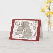 Antike Karte von Großbritannien - Gruß-Karte (Gelbe Blume)