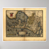 Antike Karte von Holland, Niederlande 1570 A.D. Poster (Vorne)
