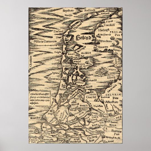 Antike Karte von Holland Poster (Vorne)