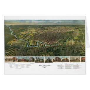 Antike Karte von Houston, Texas mit Fluss Buffalo