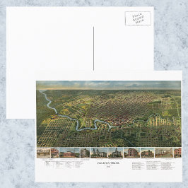 Antike Karte von Houston, Texas mit Fluss Buffalo