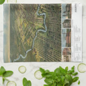 Antike Karte von Houston, Texas mit Fluss Buffalo Geschirrtuch (Gefaltet)