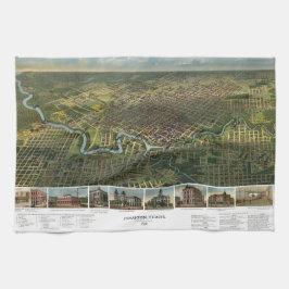 Antike Karte von Houston, Texas mit Fluss Buffalo Geschirrtuch