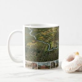 Antike Karte von Houston, Texas mit Fluss Buffalo Kaffeetasse
