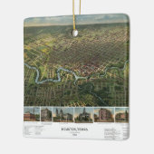 Antike Karte von Houston, Texas mit Fluss Buffalo Keramikornament (Links)