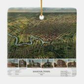 Antike Karte von Houston, Texas mit Fluss Buffalo Keramikornament (Rückseite)