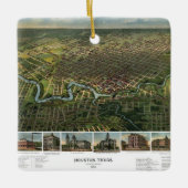 Antike Karte von Houston, Texas mit Fluss Buffalo Keramikornament (Vorderseite)