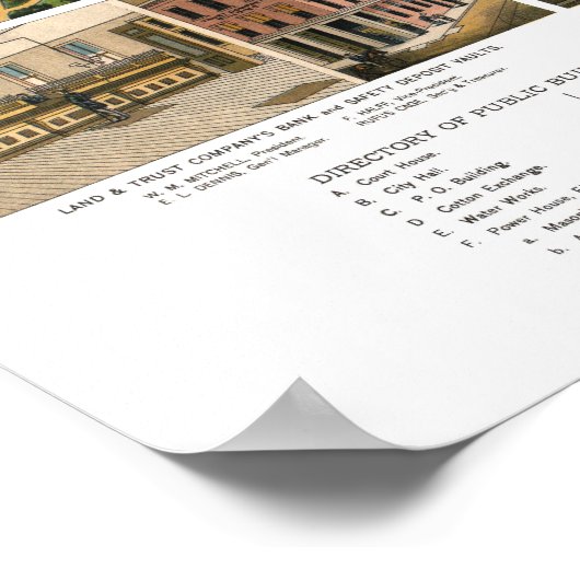 Antike Karte von Houston, Texas mit Fluss Buffalo Poster (Ecke)