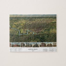 Antike Karte von Houston, Texas mit Fluss Buffalo Puzzle