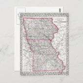 Antike Karte von Iowa & Missouri ca. 1874 (Vorne/Hinten)