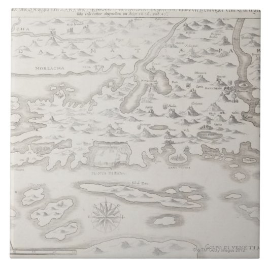 Antike Karte von Kroatien Fliese (Vorderseite)