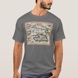 Antike Karte von Kuba, Haiti, Dominikanische T-Shirt