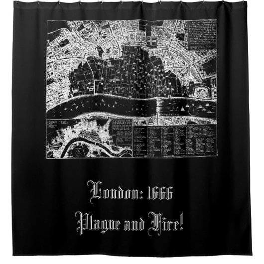 Antike Karte von London in 1666 Tasche Duschvorhang (Vorderseite)