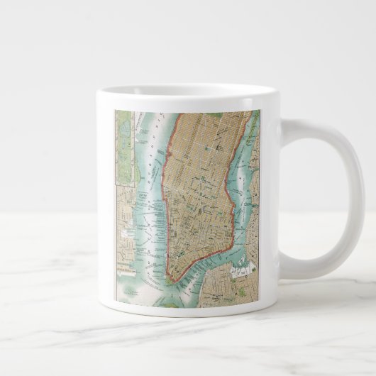 Antike Karte von Lower Manhattan und Central Park Jumbo-Tasse (Rechts)