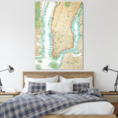 Antike Karte von Lower Manhattan und Central Park Leinwanddruck (Insitu (Schlafzimmer))