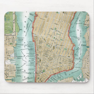 Antike Karte von Lower Manhattan und Central Park Mousepad