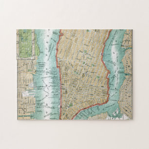 Antike Karte von Lower Manhattan und Central Park Puzzle