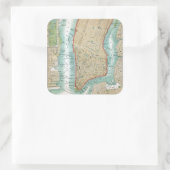 Antike Karte von Lower Manhattan und Central Park Quadratischer Aufkleber (Tasche)