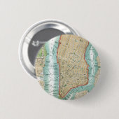 Antike Karte von Lower Manhattan und von Central Button (Vorne & Hinten)