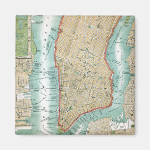 Antike Karte von Lower Manhattan und von Central Magnet