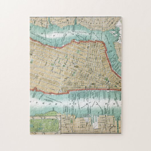 Antike Karte von Lower Manhattan und von Central Puzzle (Vertikal)