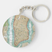 Antike Karte von Lower Manhattan und von Central Schlüsselanhänger (Rückseite)