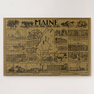 Antike Karte von Maine (1912) - Beige Puzzle