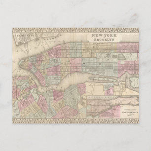 Antike Karte von New York City / Brooklyn