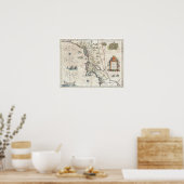 Antike Karte von New York, New England Poster (Küche)