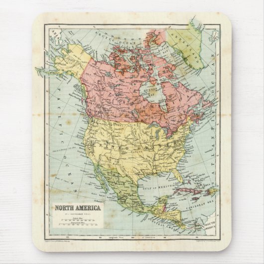 Antike Karte von Nordamerika Mousepad (Vorne)
