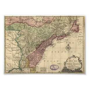 Antike Karte von Nordamerika, restauriert, 1763 Fotodruck