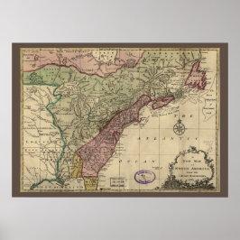 Antike Karte von Nordamerika, restauriert, 1763 Poster