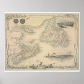 Antike Karte von Nova Scotia und Neufundland Poster (Vorne)