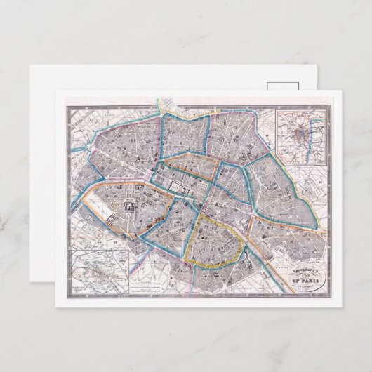 Antike Karte von Paris (Vorne/Hinten)