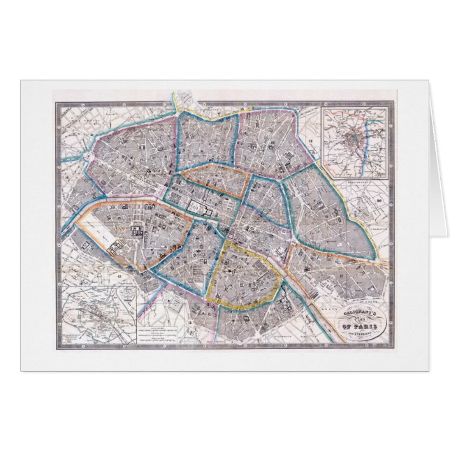 Antike Karte von Paris (Vorderseite (Horizontal))