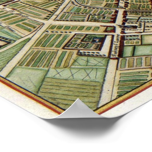 Antike Karte von Paris Frankreich Poster (Ecke)