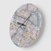 Antike Karte von Paris Große Wanduhr (Winkel)