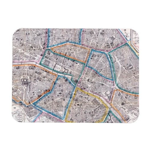 Antike Karte von Paris Magnet (Horizontal)