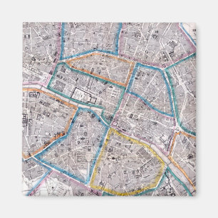 Antike Karte von Paris Magnet
