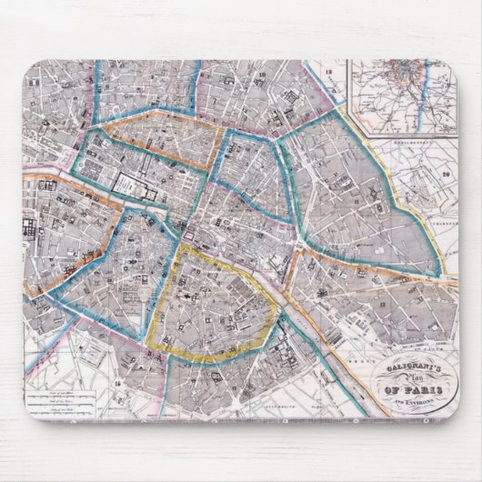 Antike Karte von Paris Mousepad (Vorne)