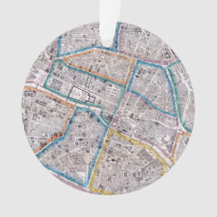 Antike Karte von Paris Ornament