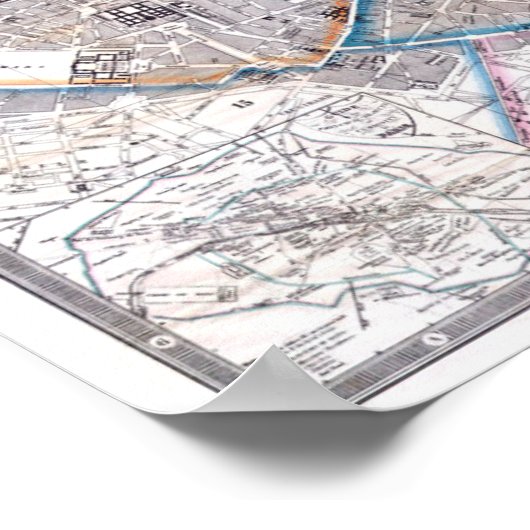 Antike Karte von Paris Poster (Ecke)