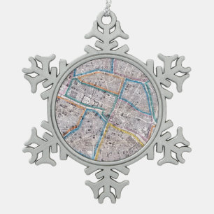 Antike Karte von Paris Schneeflocken Zinn-Ornament
