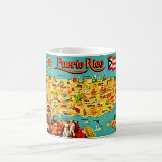 Antike Karte von Puerto Rico Kaffeetasse (Mittel)