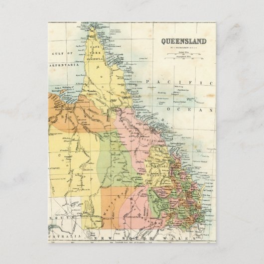 Antike Karte von Queensland Australien (Vorderseite)