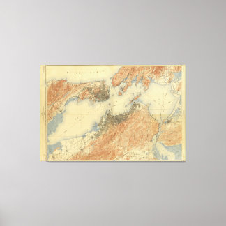 Antike Karte von San Francisco Bay Area 1915, Lein Leinwanddruck