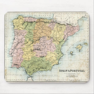 Antike Karte von Spanien und Portugal Mousepad